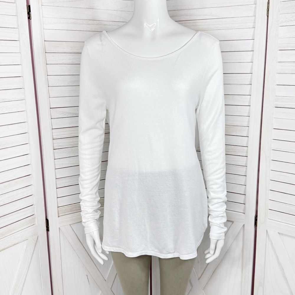 Express Split Twist‎ Back Long Sleeve Shirt White Medium